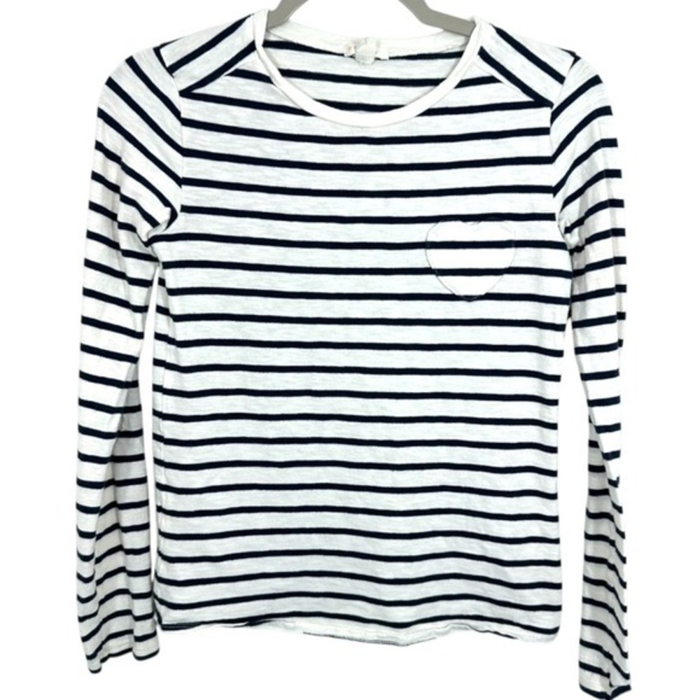 Crewcuts Striped‎ Long Sleeve T Shirt Heart Pocket Cotton Kids Size XL Casual